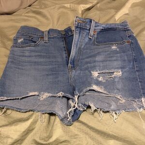 Distressed Blue Denim Levi’s High Rise Shorts - 30